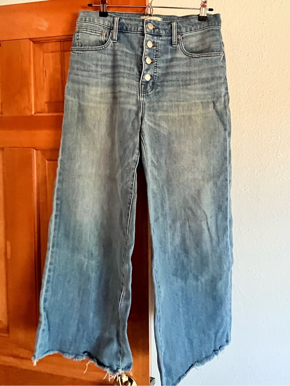 Madewell Button Front High-Rise Wide Leg Crop denim jeans size 28